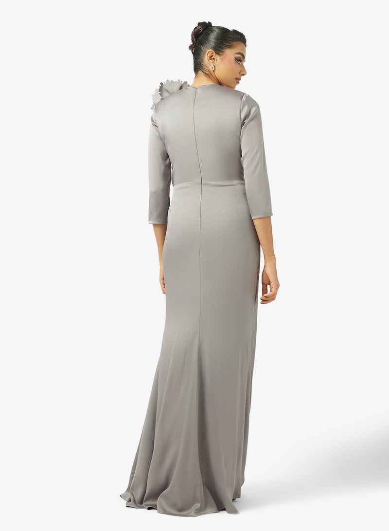 Iyra Floral Shoulder Maxi Dress - Image 2